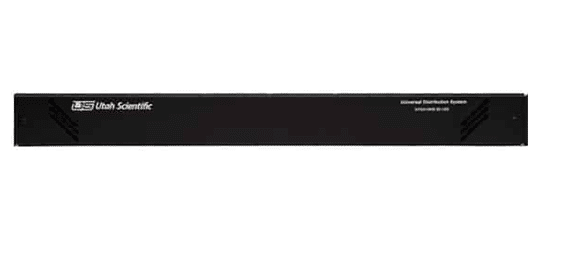 Front of Utah Scientific's UHD-32 Routing Switcher, which provides 4K UHDTV signal routing in a 1RU chassis.